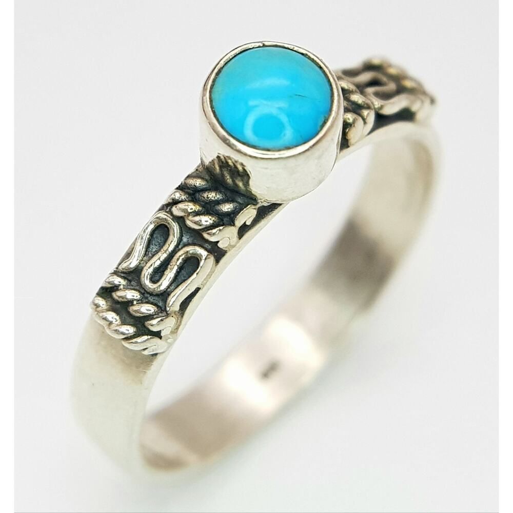 Vintage Sterling Silver Turquoise Snake Ring Size 8.5